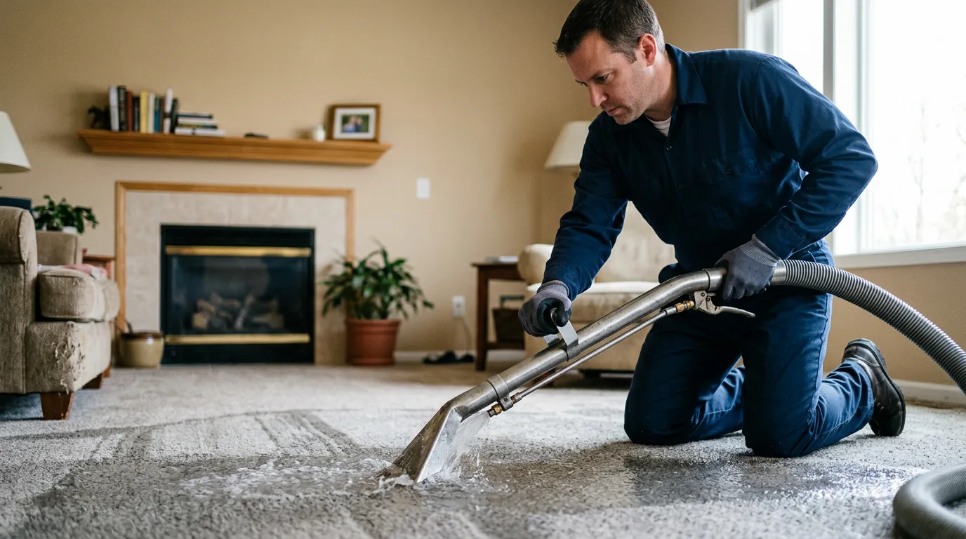 Water damage restoration technician working near Kernersville, NC